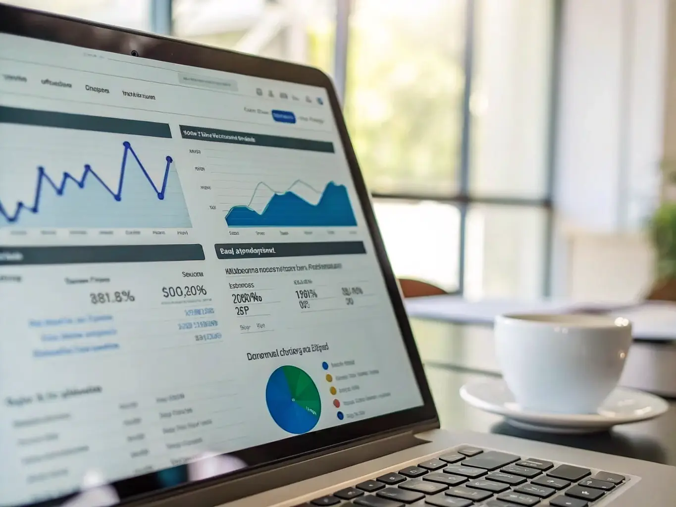 A dashboard displaying a Google Business Profile score, with charts showing areas for improvement and optimization.